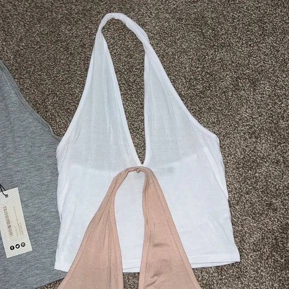 Boohoo Halter Top Bundle White Black Red Grey Gray Nude Beige Small Medium Hot - Picture 4 of 6